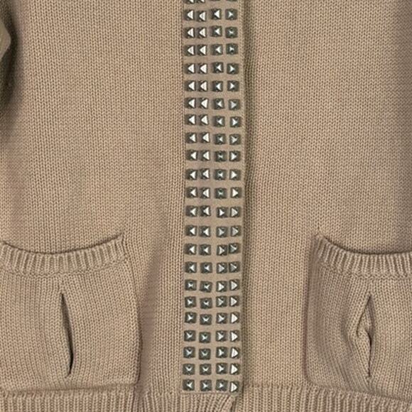 J.Crew Studded Detailing Long Sleeve Cardigan Casual Sweater Pockets L Tan Beige - Picture 10 of 15